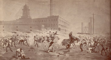 Scène de soulèvement des ouvriers en Mai 1886